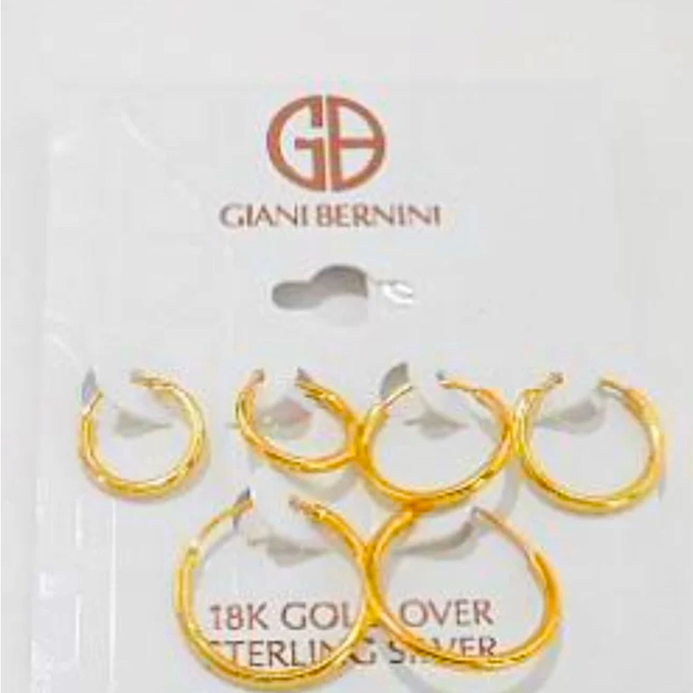 Giani Bernini Gold over silver Hoop Earrings x 3